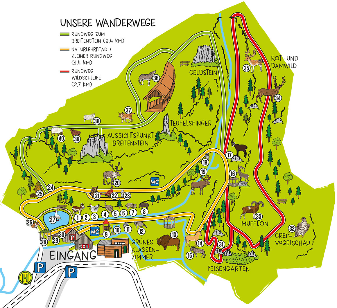 Übersichtsplan des Wildparks Hundshaupten2